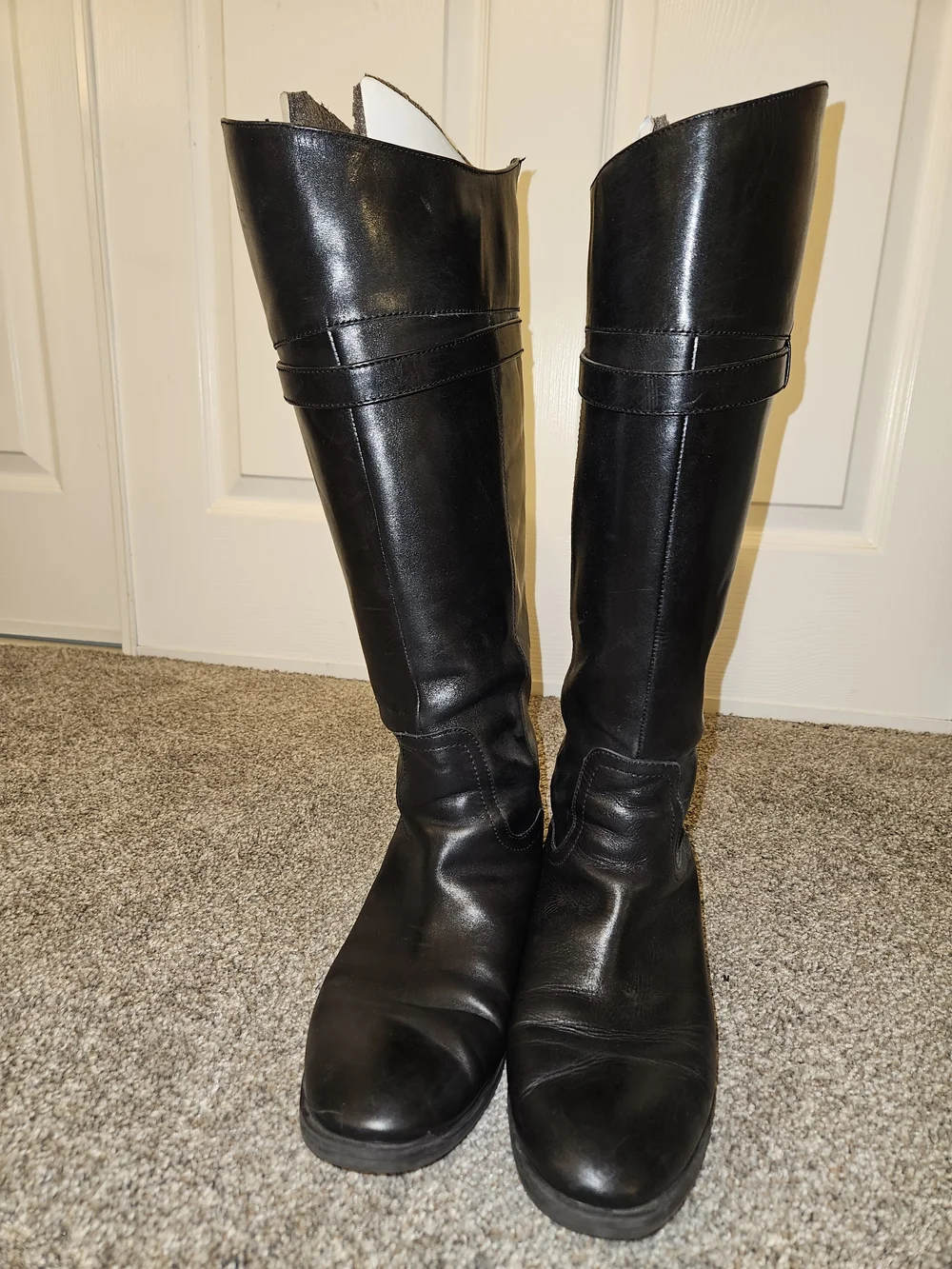 Nine West Black Leather Knee-High Riding Boots